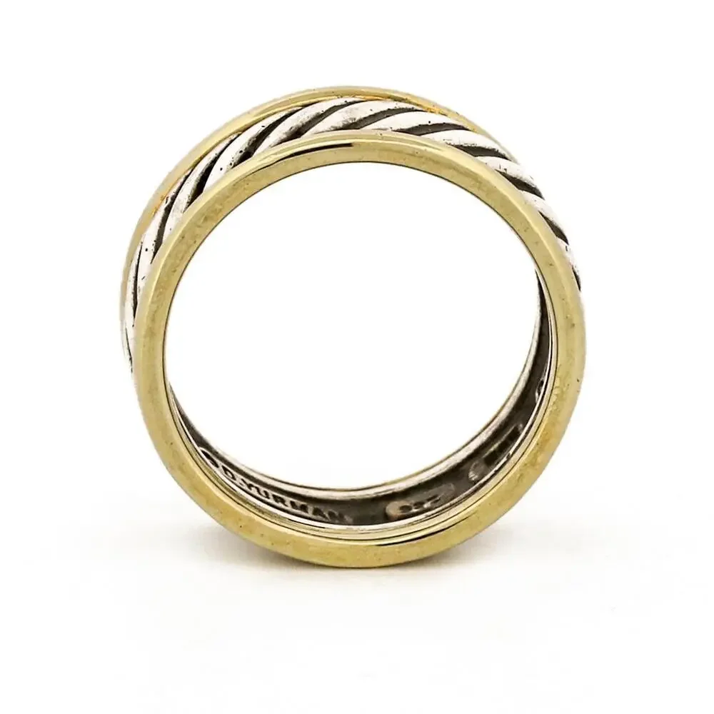 David Yurman Cable Classics 8mm Band Ring 18k Gold Sterling Silver Size 8.5 - Picture 4 of 5